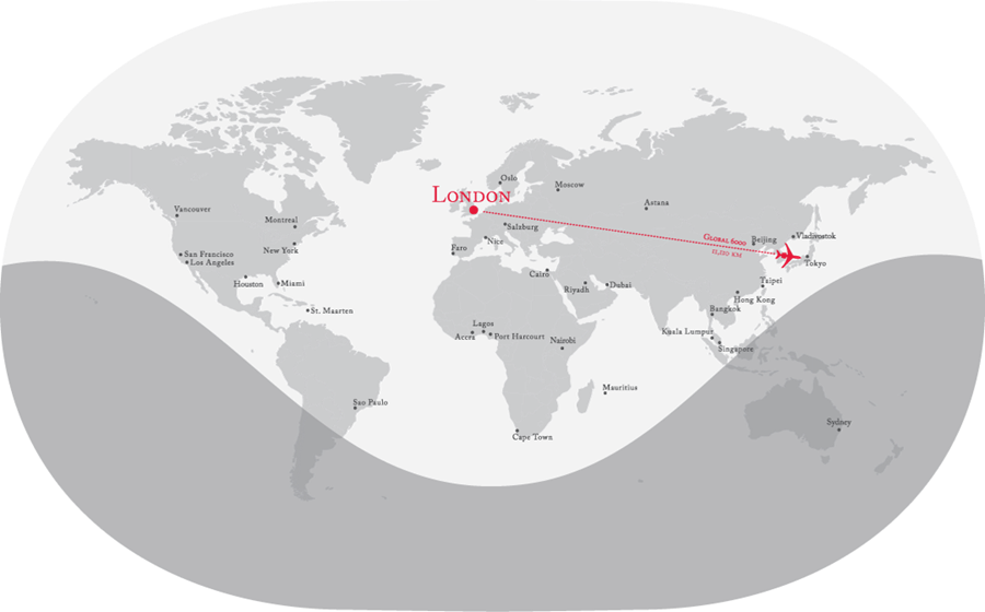 Global 6000 Flight Map From London