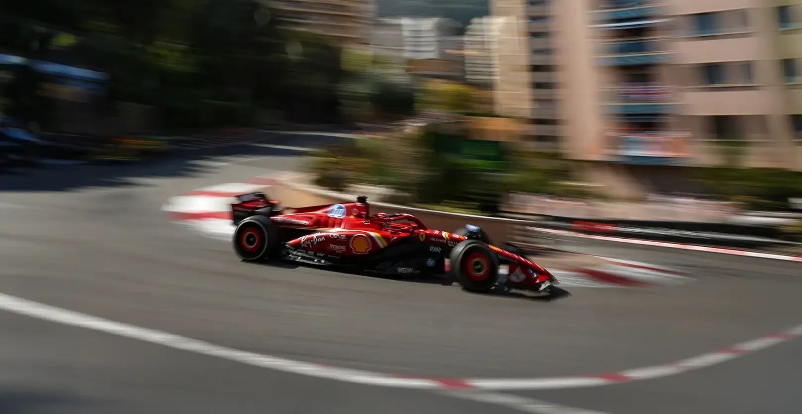 A Scuderia Ferrari car racing in Monaco GP