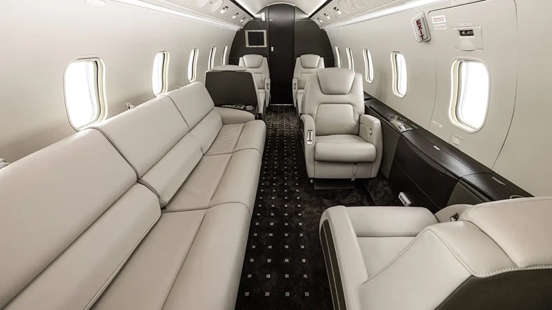 Challenger 300 sofa in cabin