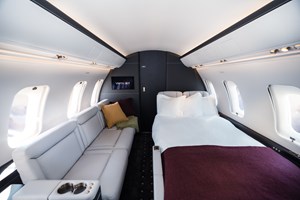 Interior of the Challenger 650 with made beds