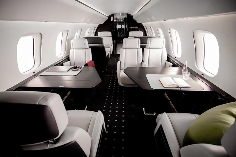 The full cabin of the VistaJet Bombardier Global 8000