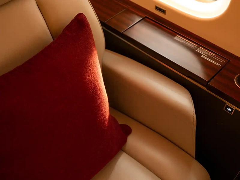 VistaJet Bombardier Global 8000 seating and armrest