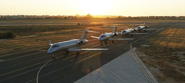 VistaJet fleet lined up in a row