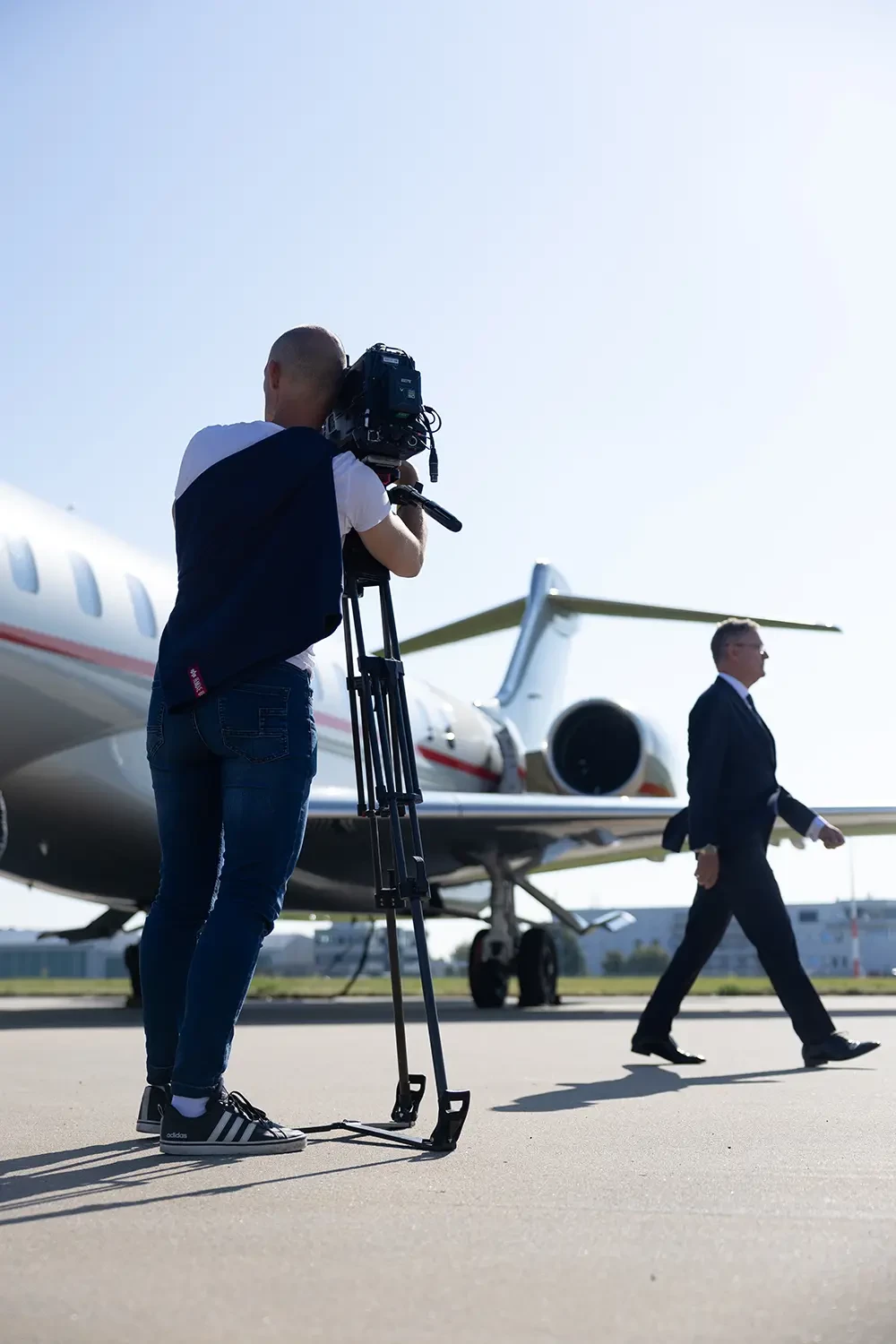 Mats being filmed on runway in prague