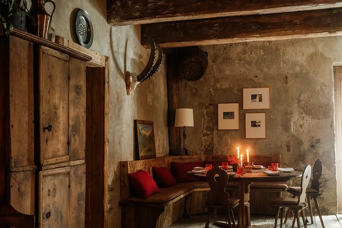 the interior of one of the rooms in Chesa Marchetta 